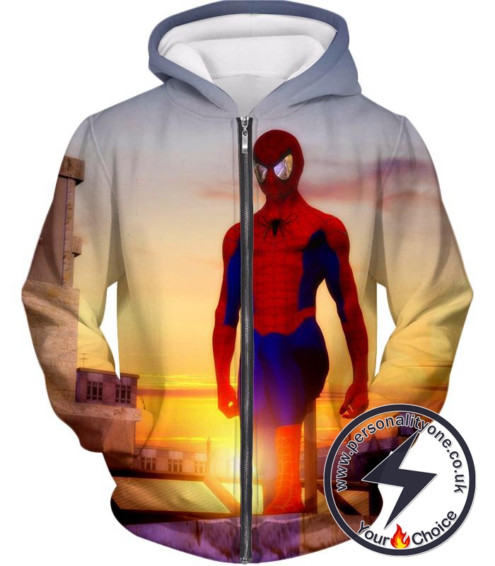 Superhero Spiderman From Dusk to Dawn Cool Zip Up Hoodie